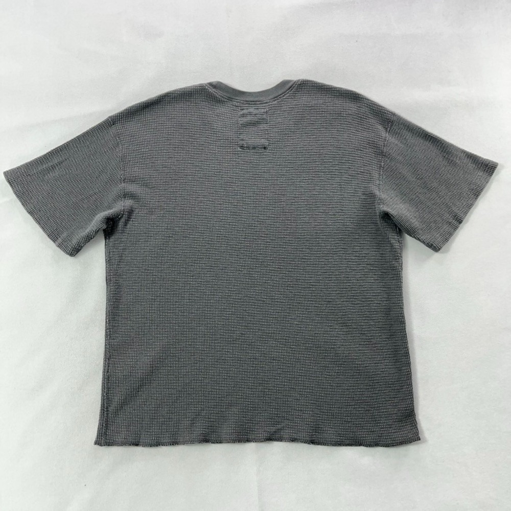 Stussy Short Sleeve Thermal Shirt Men Large Gray Waffle Knit Tee Pigment Dyed - Picture 4 of 9